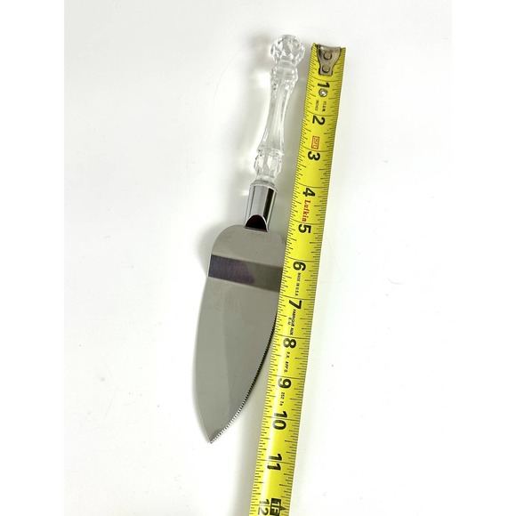 Clear Faceted Acrylic Cake Knife And Server Pretty Crystal Look Fancy Handles - Picture 8 of 12
